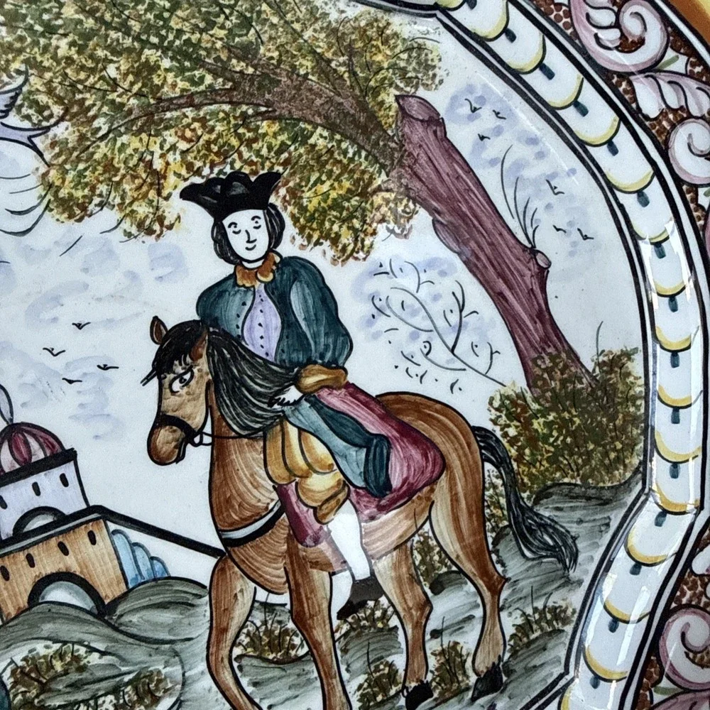 CERAMICA DE CONIMBRIGA Portugal #262 Hand Painted Ceramic Platter Hunting Scene
